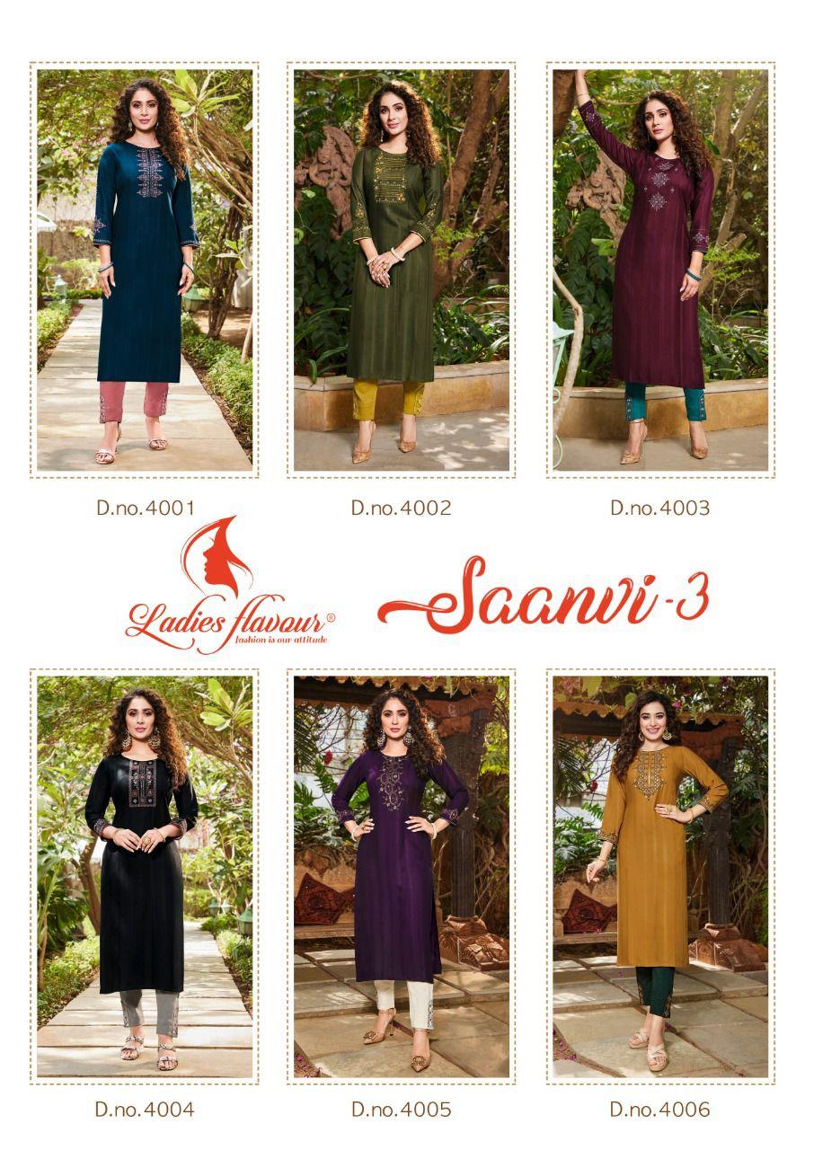 Ladies Flavour Saanvi 3 New Designer Fancy Party Wear Kurti With Bottom Collection